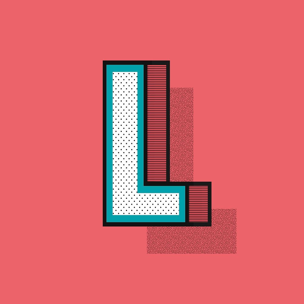 3D letter L isometric halftone style typography
