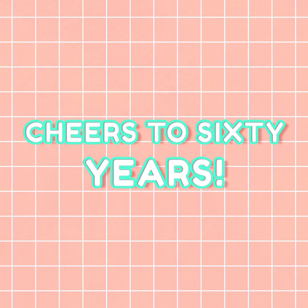 Outline 80&rsquo;s miami font cheers to sixty years! typography on grid background
