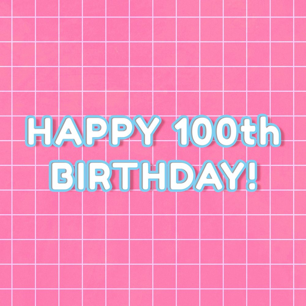Neon miami happy 100th birthday! word outline 80&rsquo;s typography