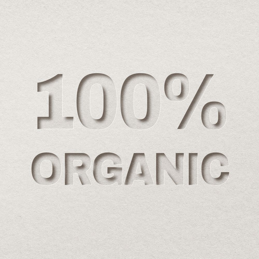 100% organic 3d paper cut font typography