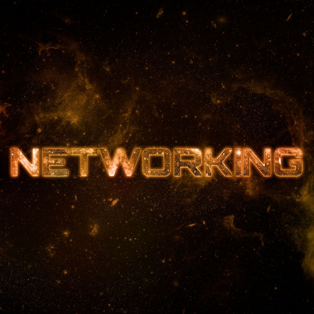 NETWORKING text typography brown word on black