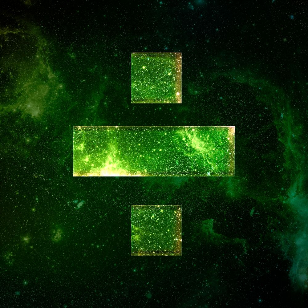 Division sign psd galaxy effect green symbol