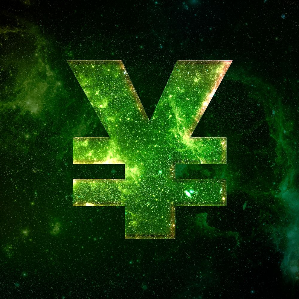 Yen sign psd galaxy effect green symbol