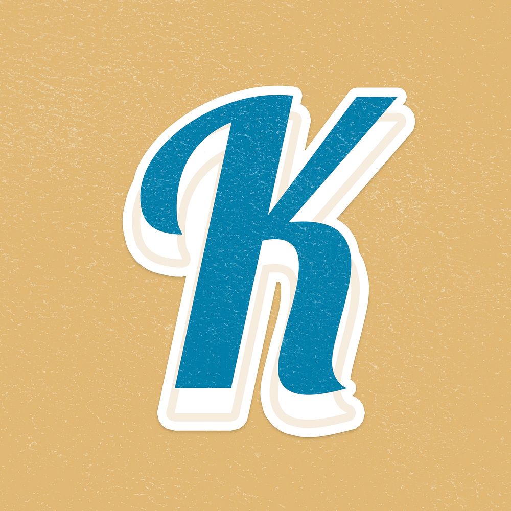 Psd letter K bold retro display font lettering
