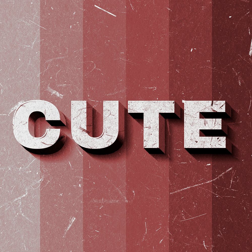 Red gradient Cute 3D paper texture font typography