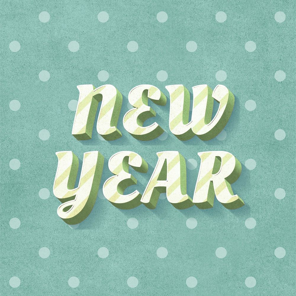 New year word striped font typography