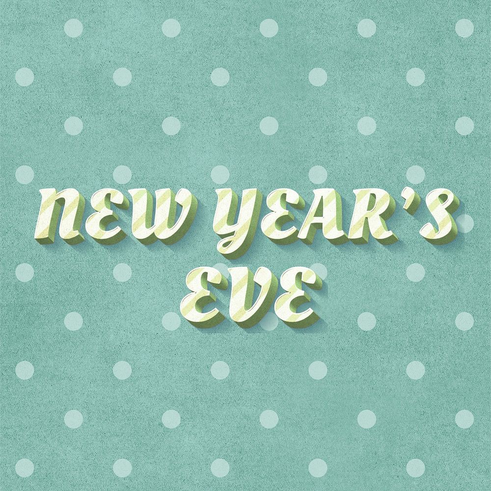New year's eve word striped font typography