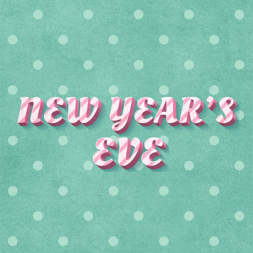 New year's eve text 3d vintage typography polka dot background