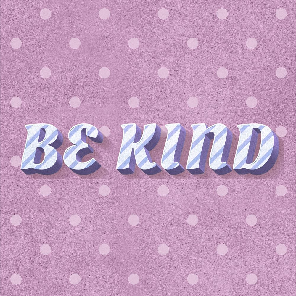 Be kind text word pastel stripe pattern