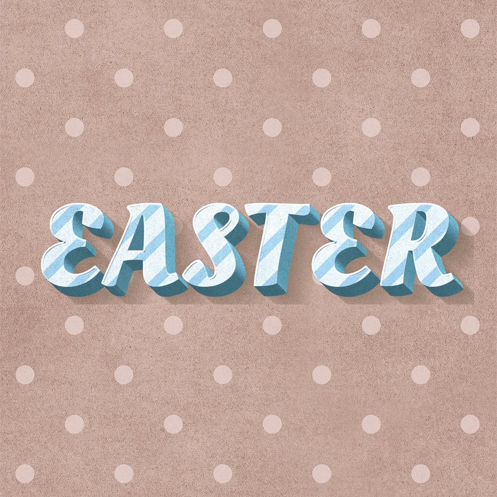 Easter text word cute stripe patterned typography