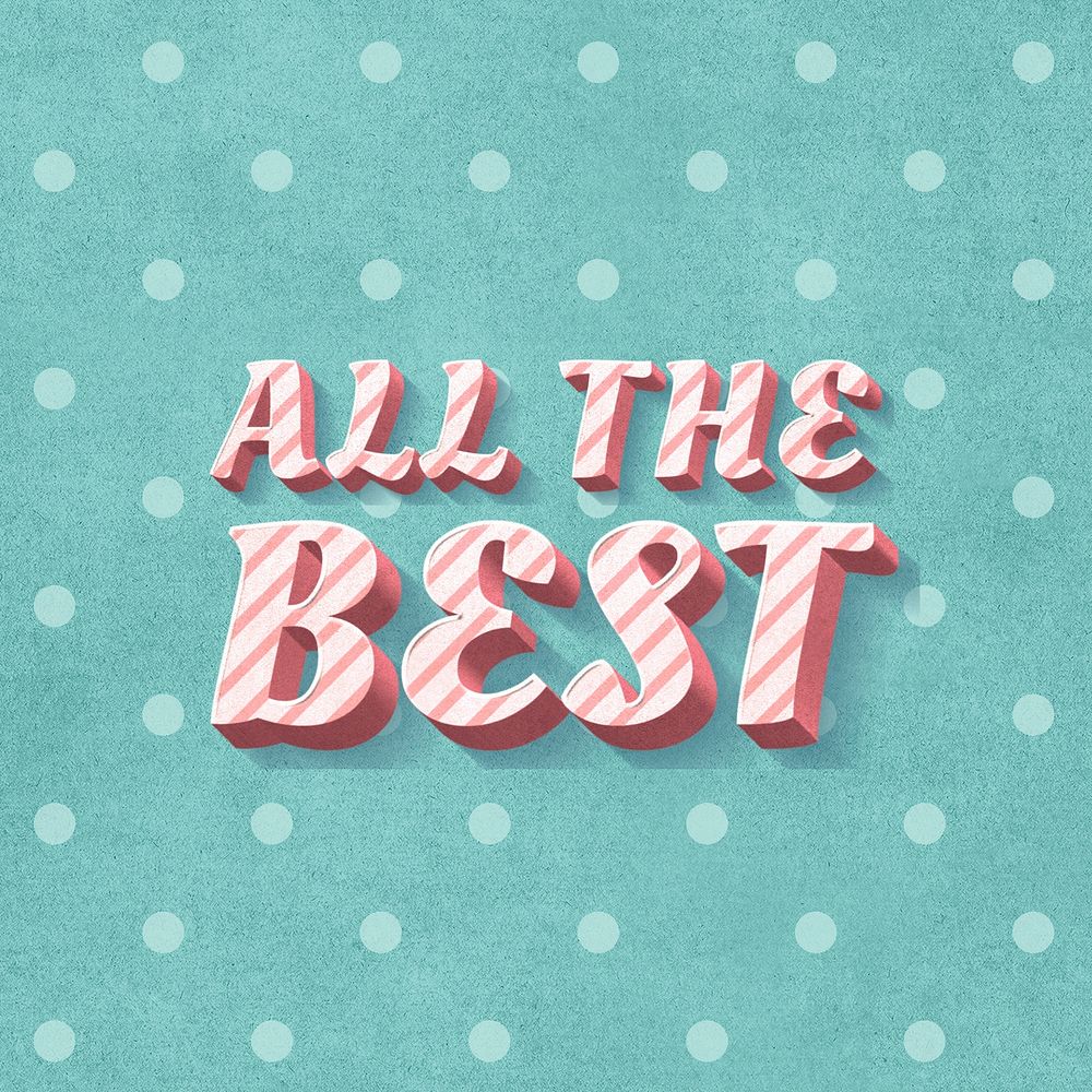 All the best word colorful striped font typography