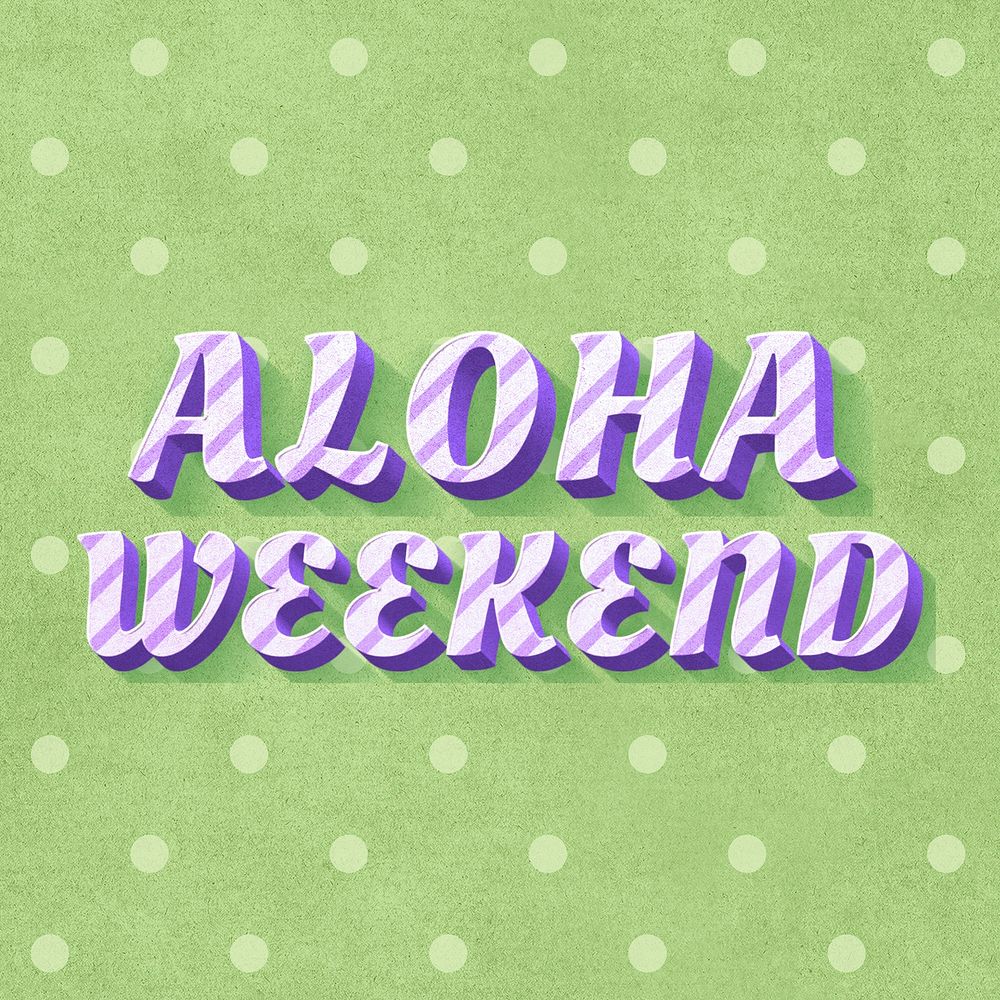 Aloha weekend word candy cane typography