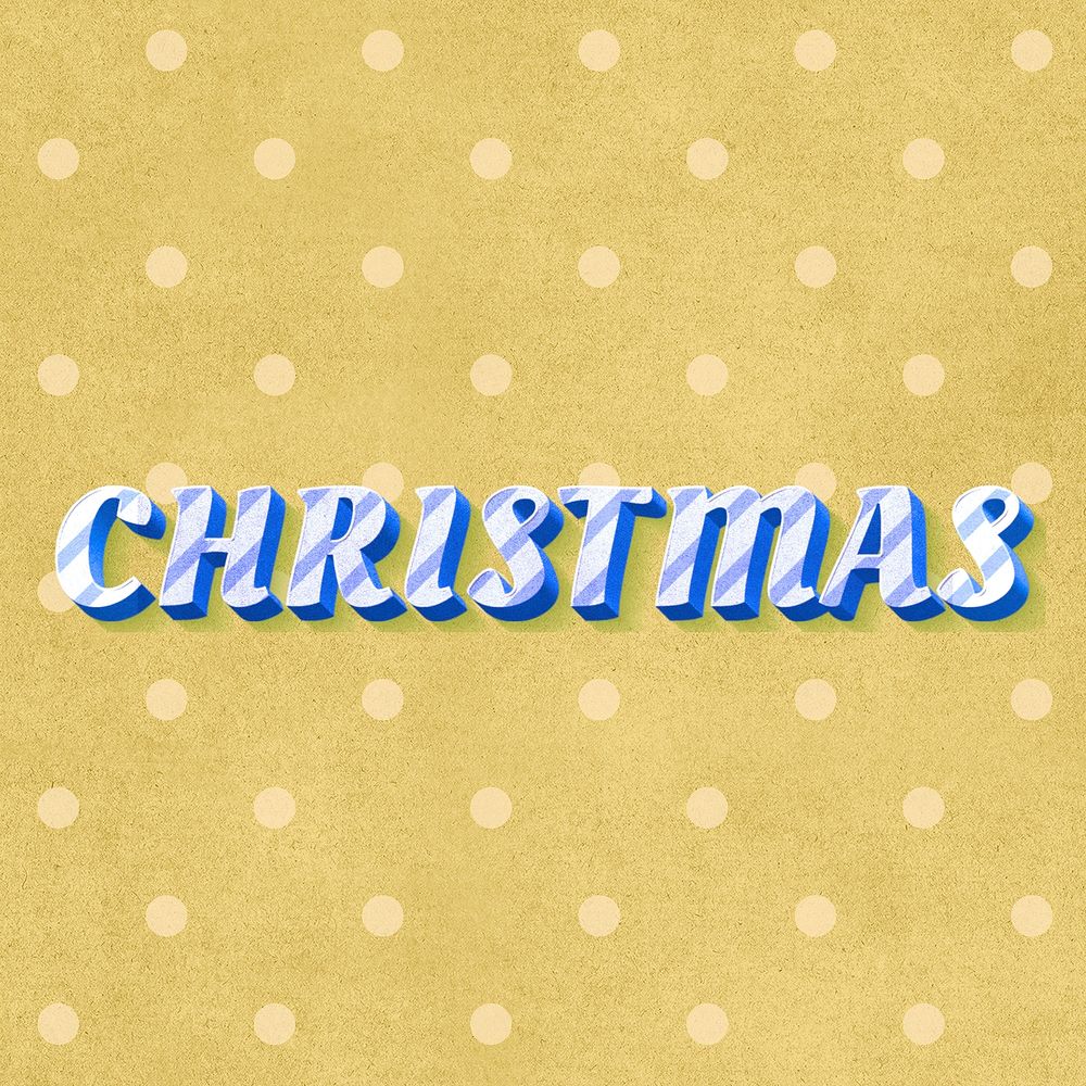 Christmas text 3d vintage word clipart