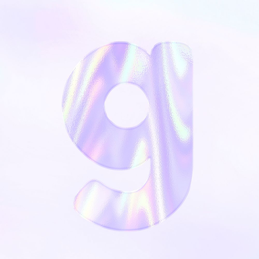 Letter g psd sticker shiny holographic pastel typography