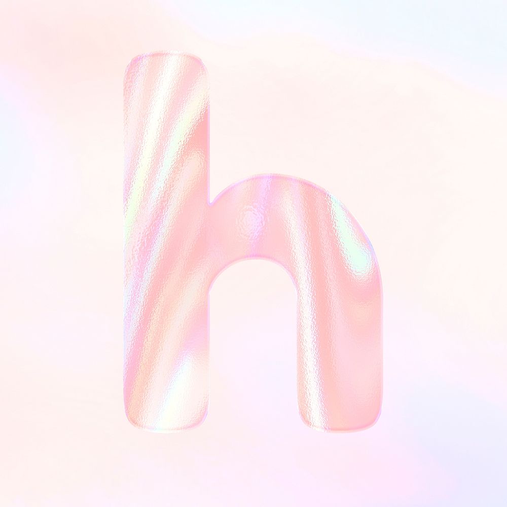 Letter h psd sticker shiny holographic pastel typography