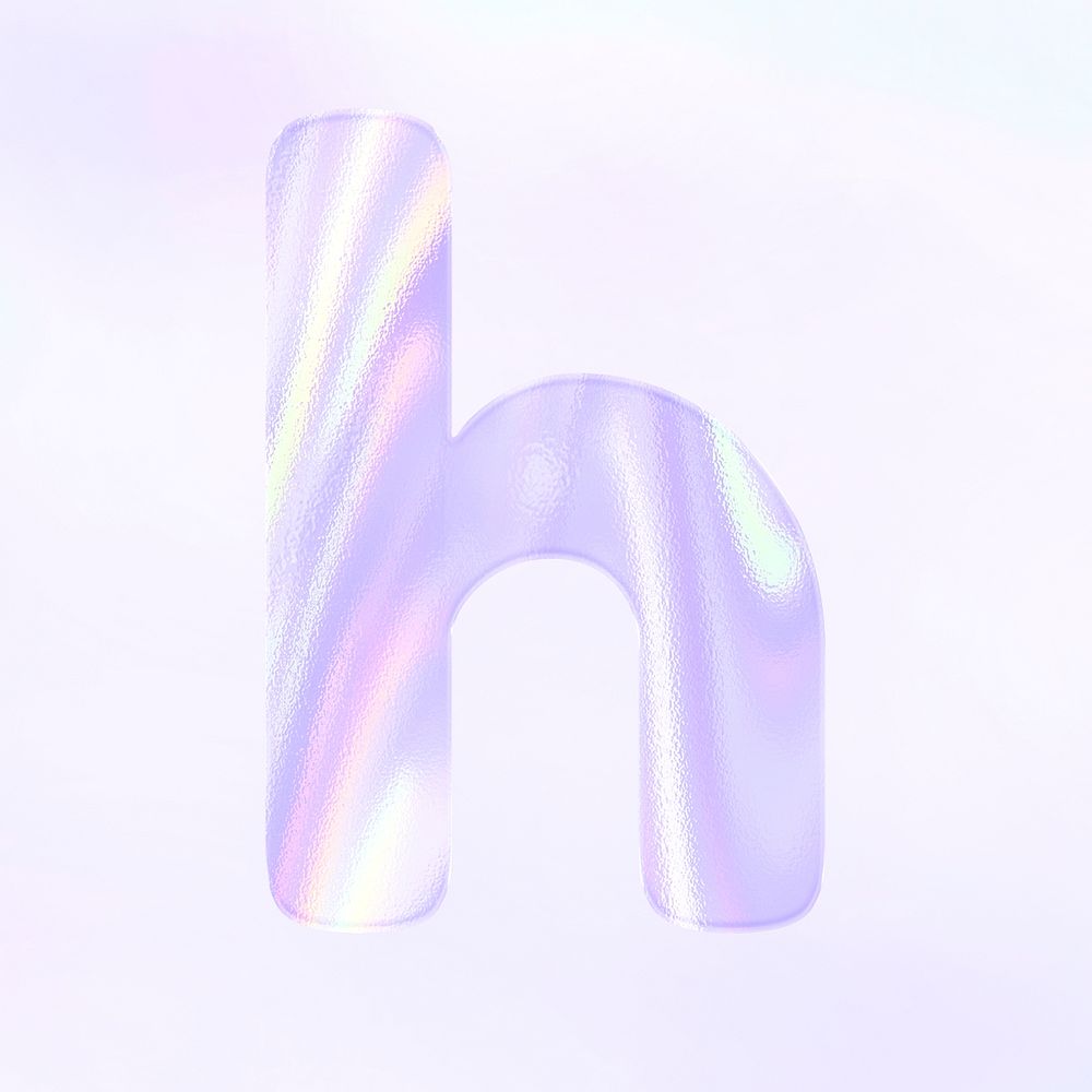 Holographic pastel letter h sticker psd purple alphabet font typography