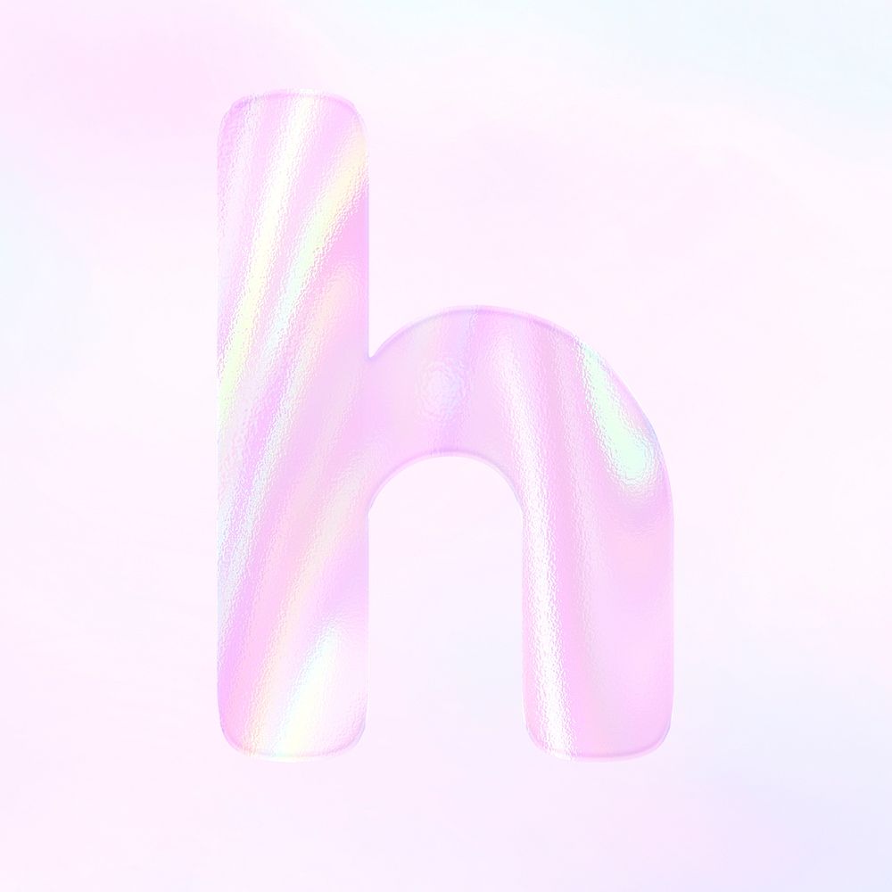 Letter h sticker psd pink holographic typography