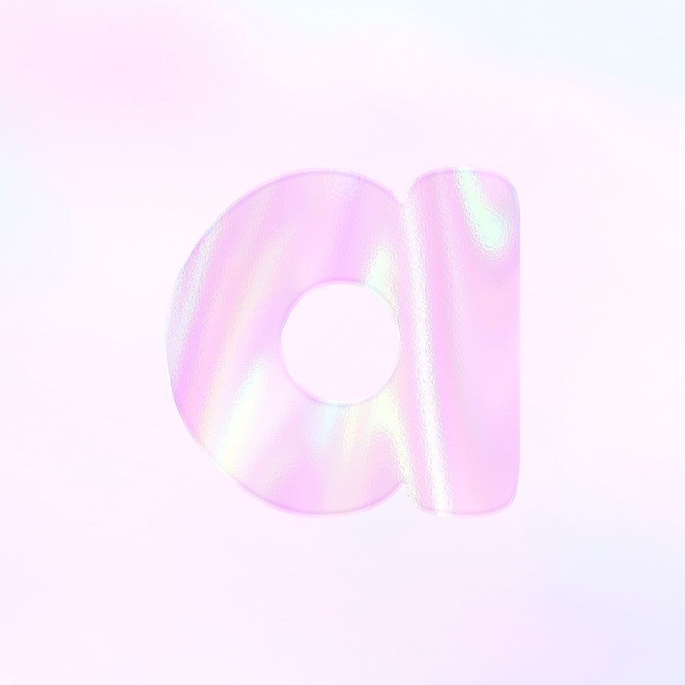 Letter a psd sticker shiny holographic pastel typography