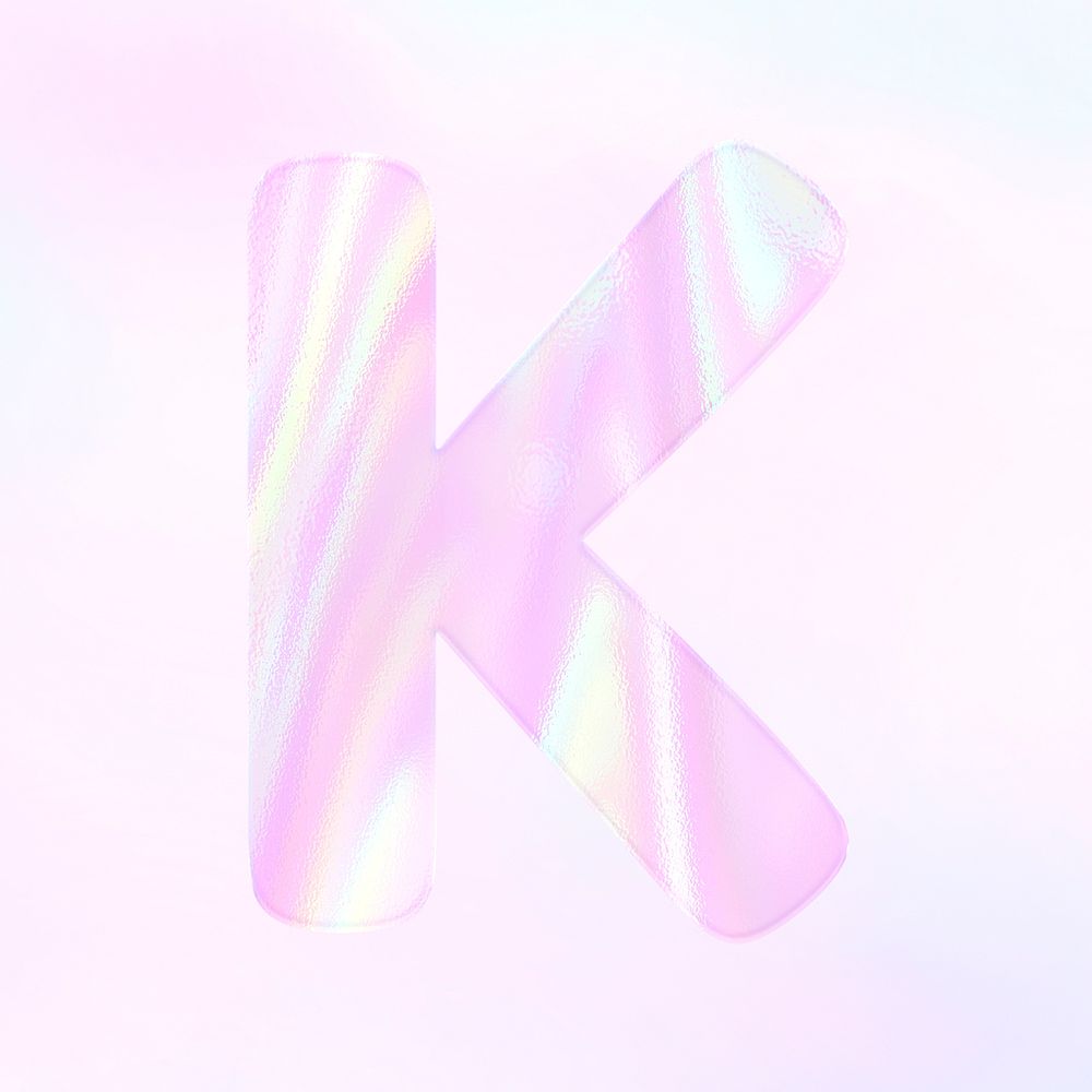 Letter K sticker psd pink holographic typography
