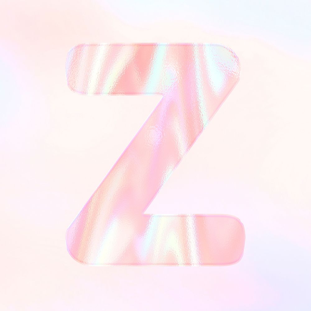 Letter Z psd sticker shiny holographic pastel typography