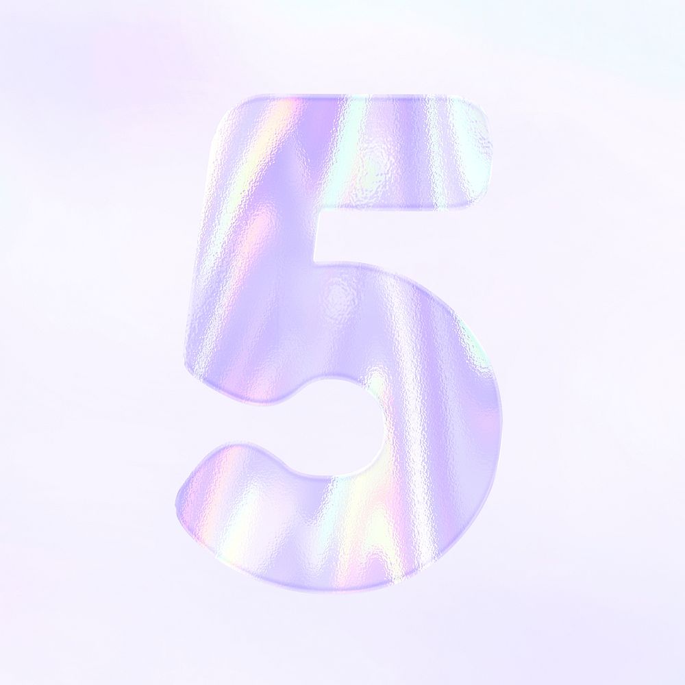 Holographic psd numerical five shiny pastel
