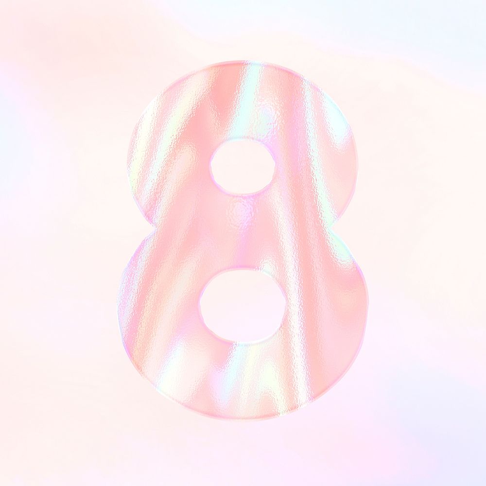 Numerical eight psd shiny holographic pastel