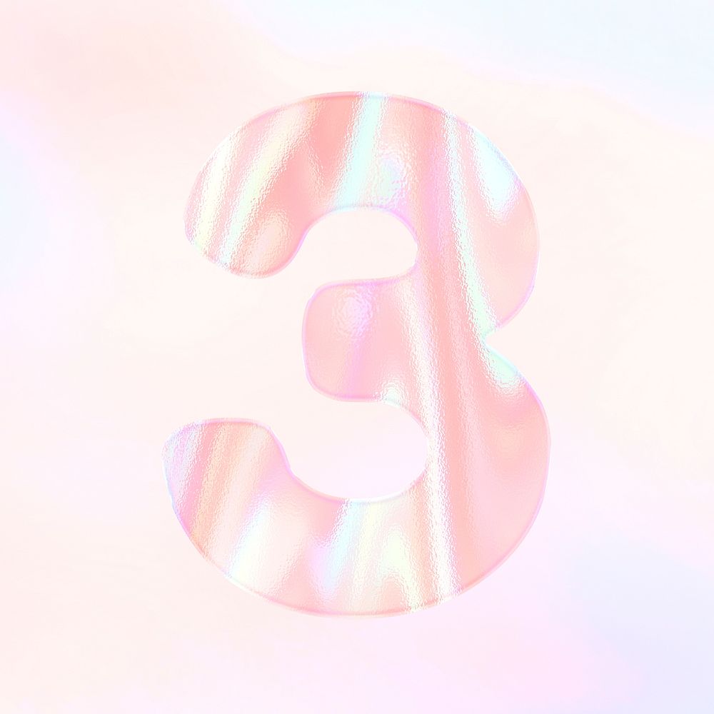 Holographic pastel number one psd numerical font