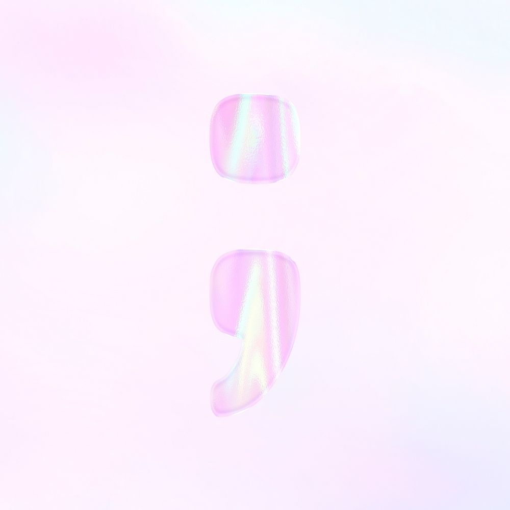 Symbol semicolon psd pink holographic effect