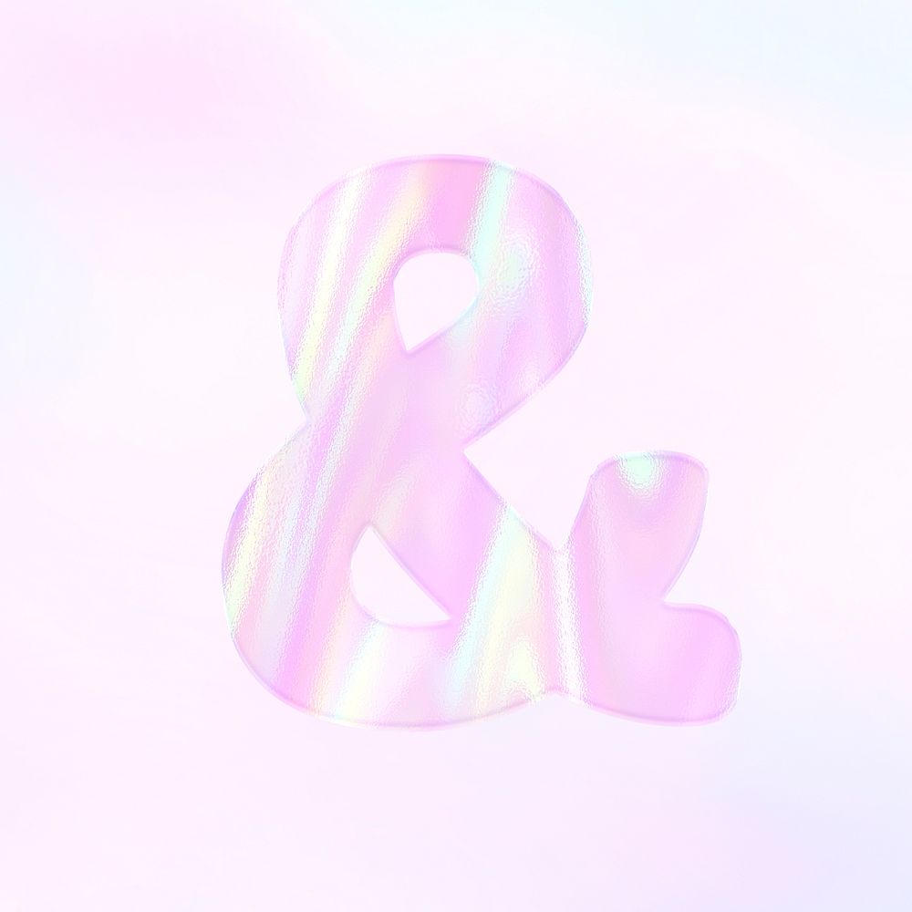 Symbol ampersand psd pink holographic effect