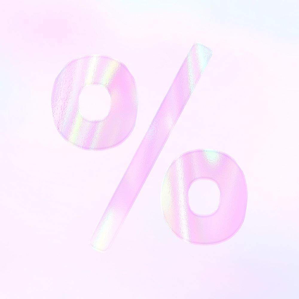 Symbol percent psd pink holographic effect