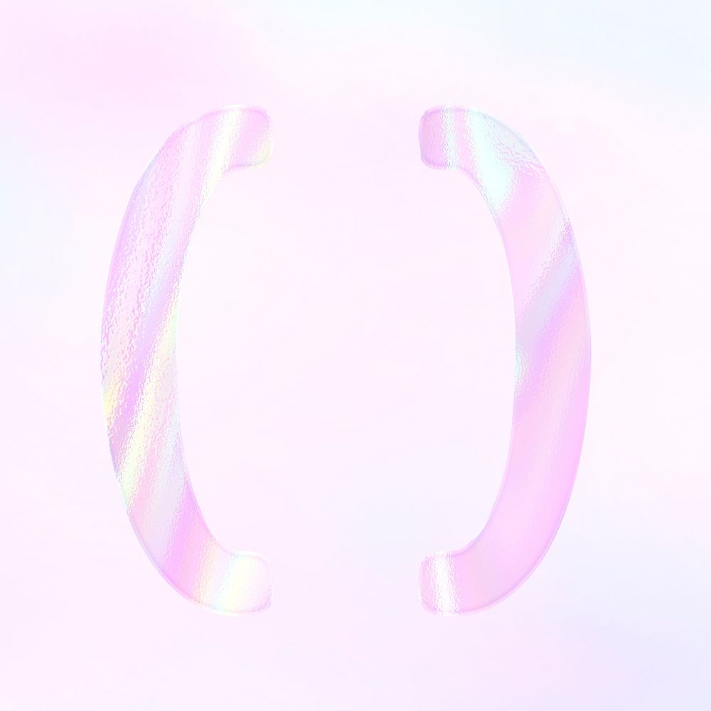 Symbol parentheses psd pink holographic effect