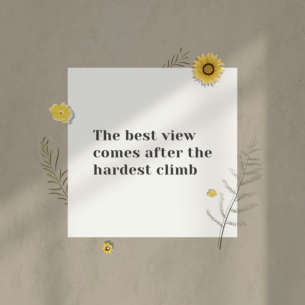 The best view comes after the hardest climb inspirational quote paper on wall