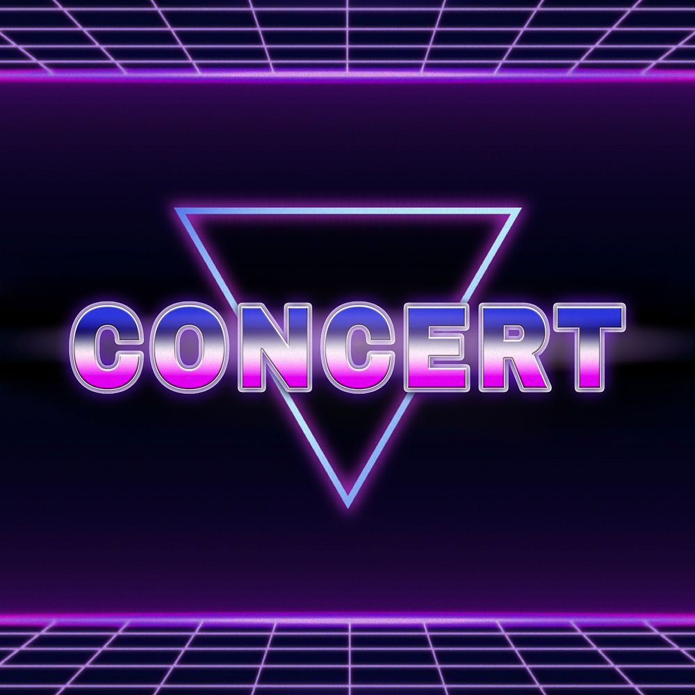 Concert retro style word on futuristic background