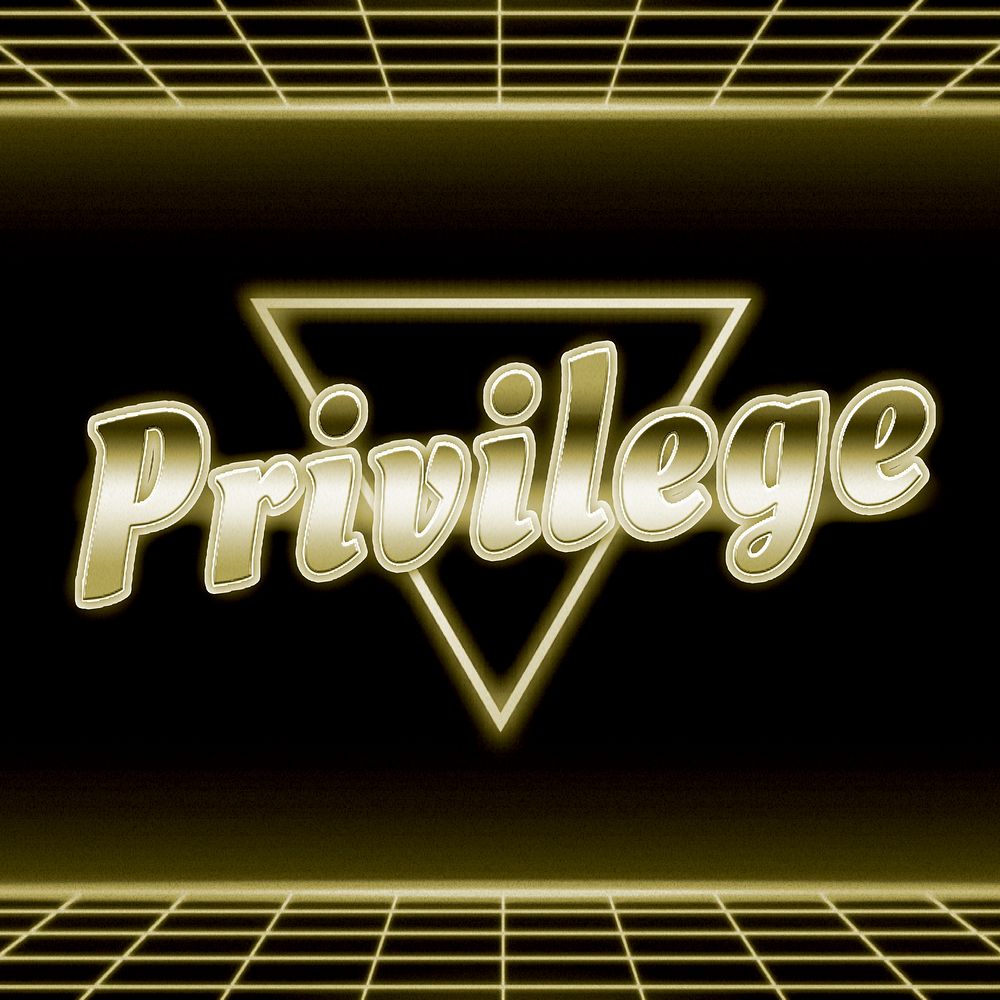 Retro 80s golden privilege word grid typography