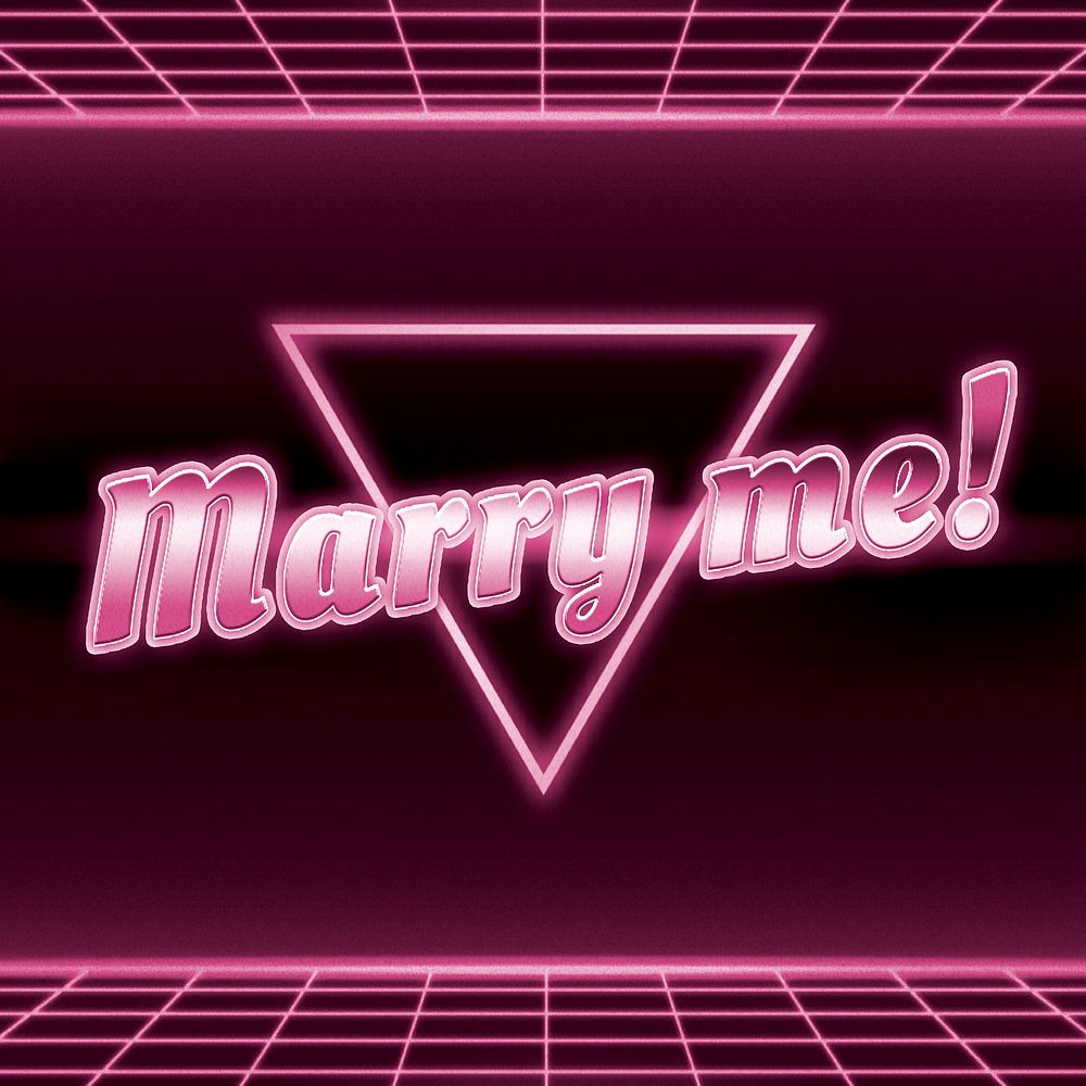 Neon grid marry me pink word typography