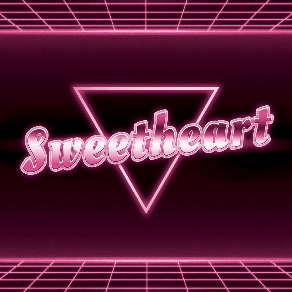 80s pink sweetheart word neon grid typography