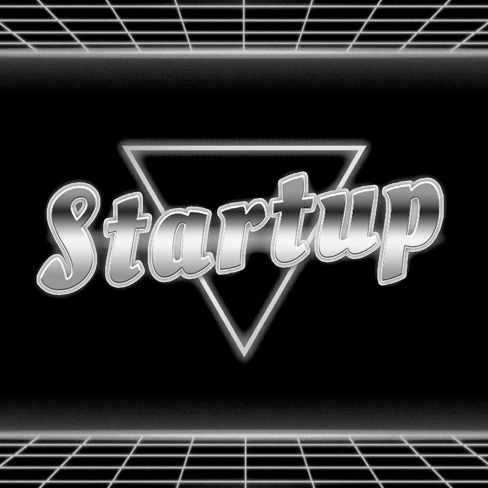 80s startup word neon typography