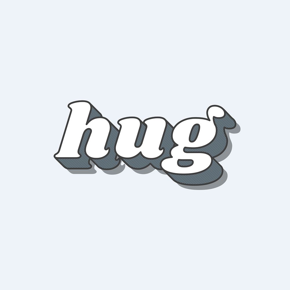 Hug word retro typography vector