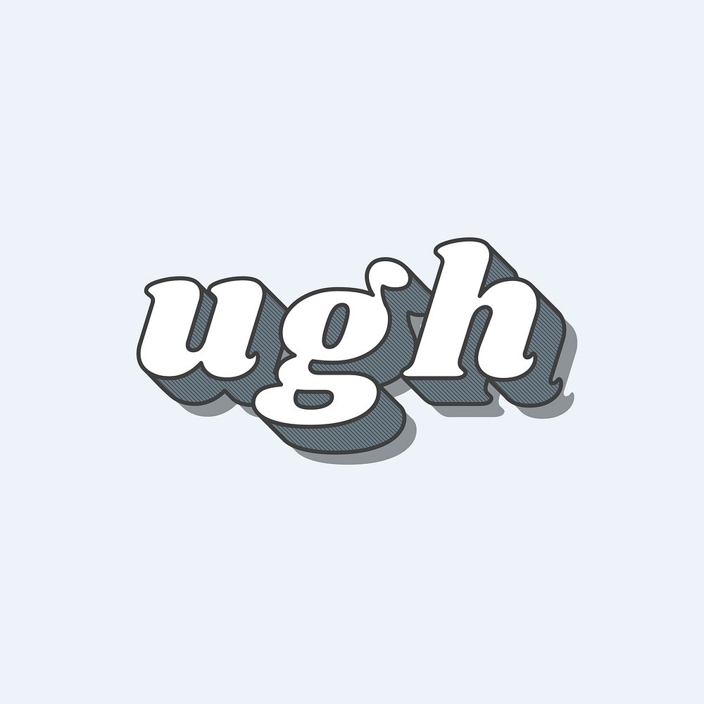 Ugh word funky typography vector