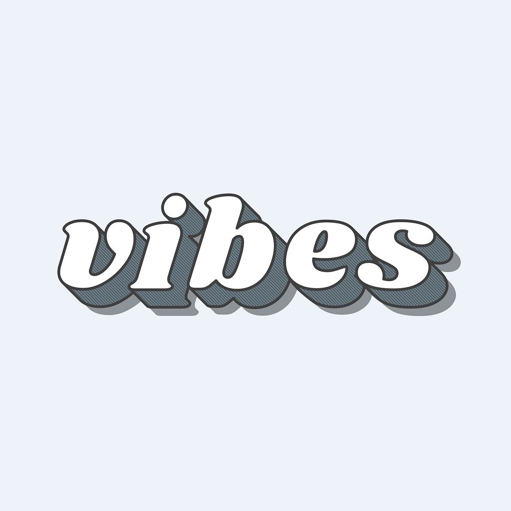 Vibes word bold typography vector