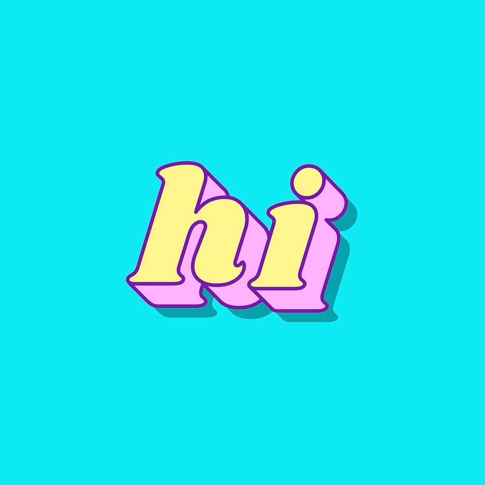 Hi word retro typography vector