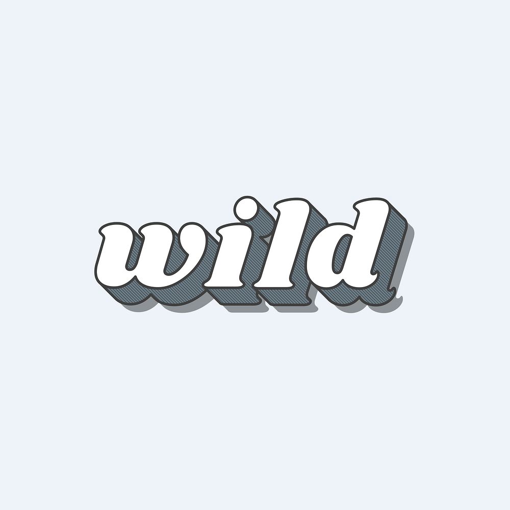 Wild word bold typography vector