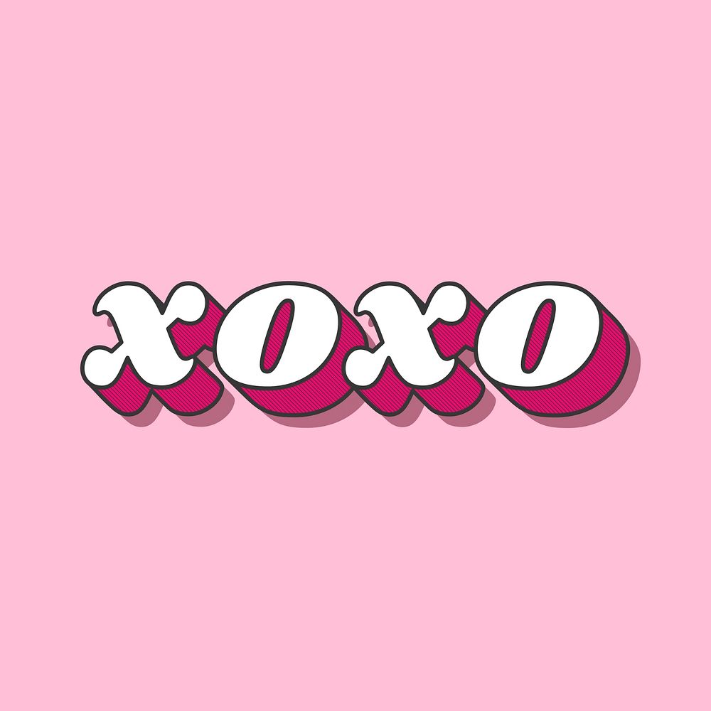 XOXO lettering retro shadow font typography