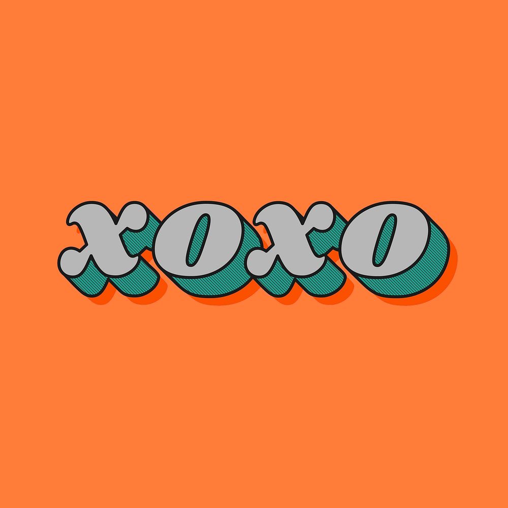 Bold font XOXO word retro typography
