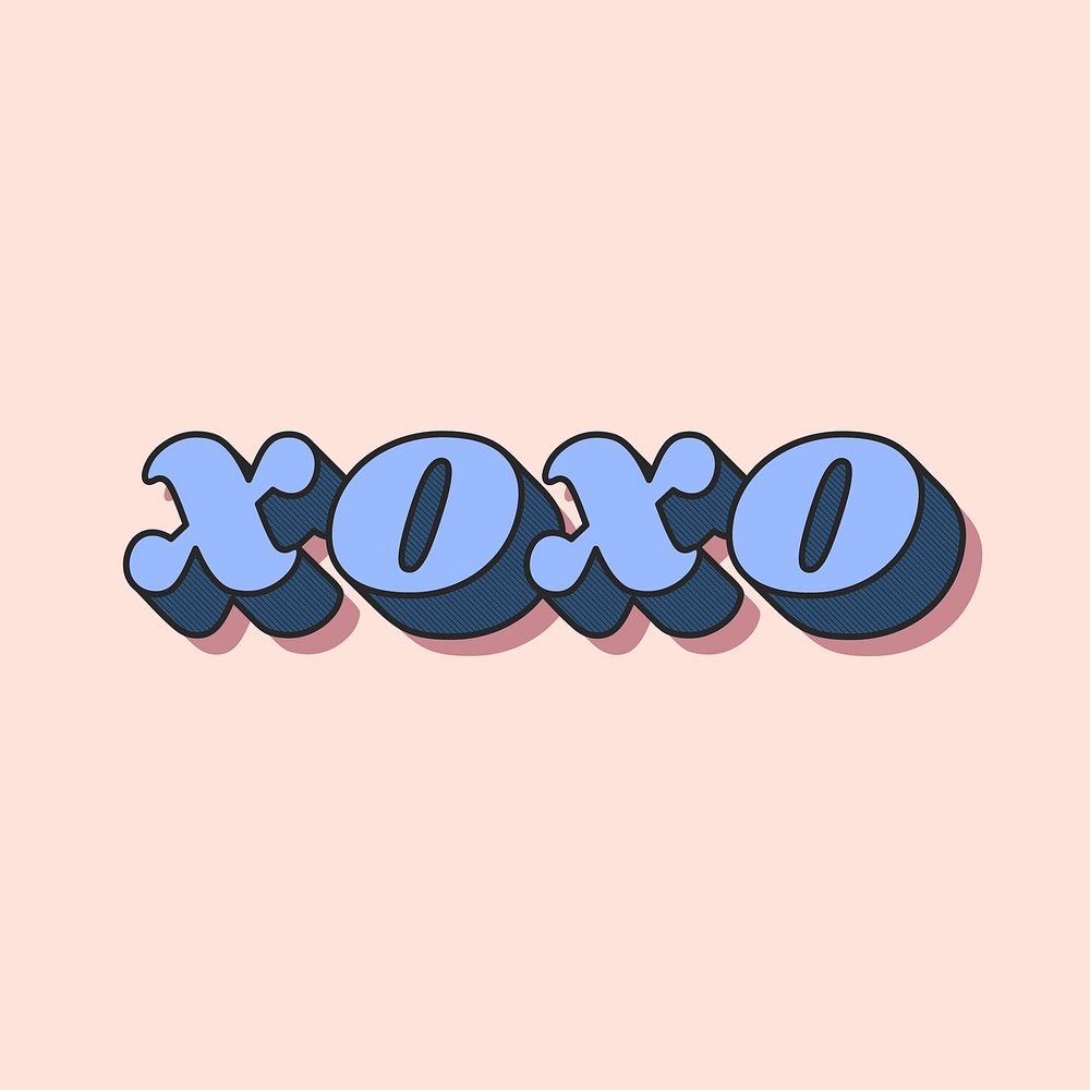 XOXO word typography bold font pastel lettering