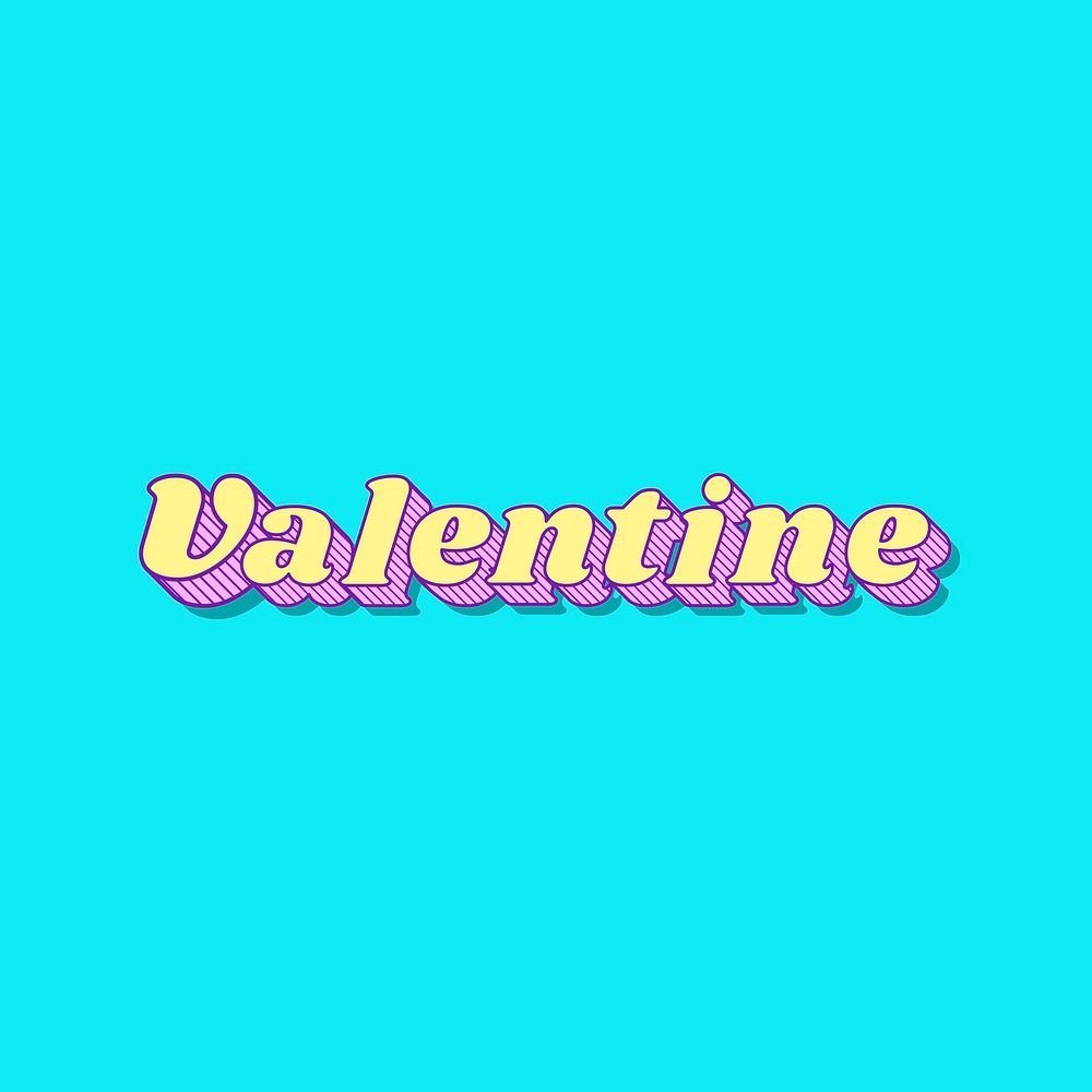 Funky style 3D valentine typography illustration vector
