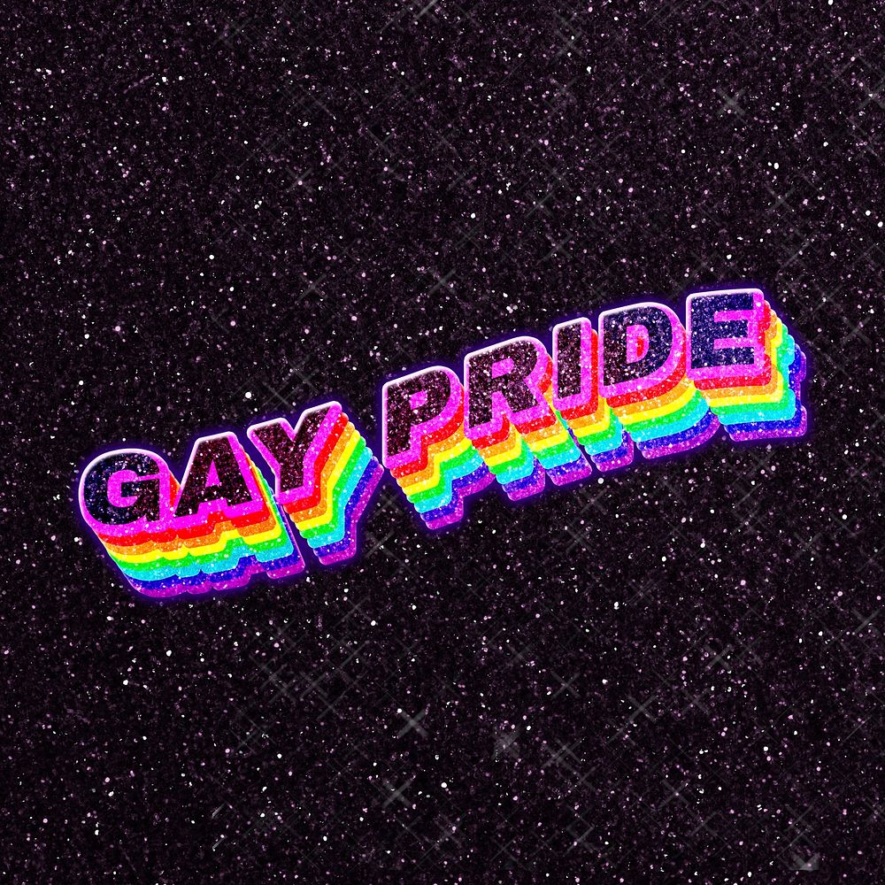 Gay pride typography black starry background