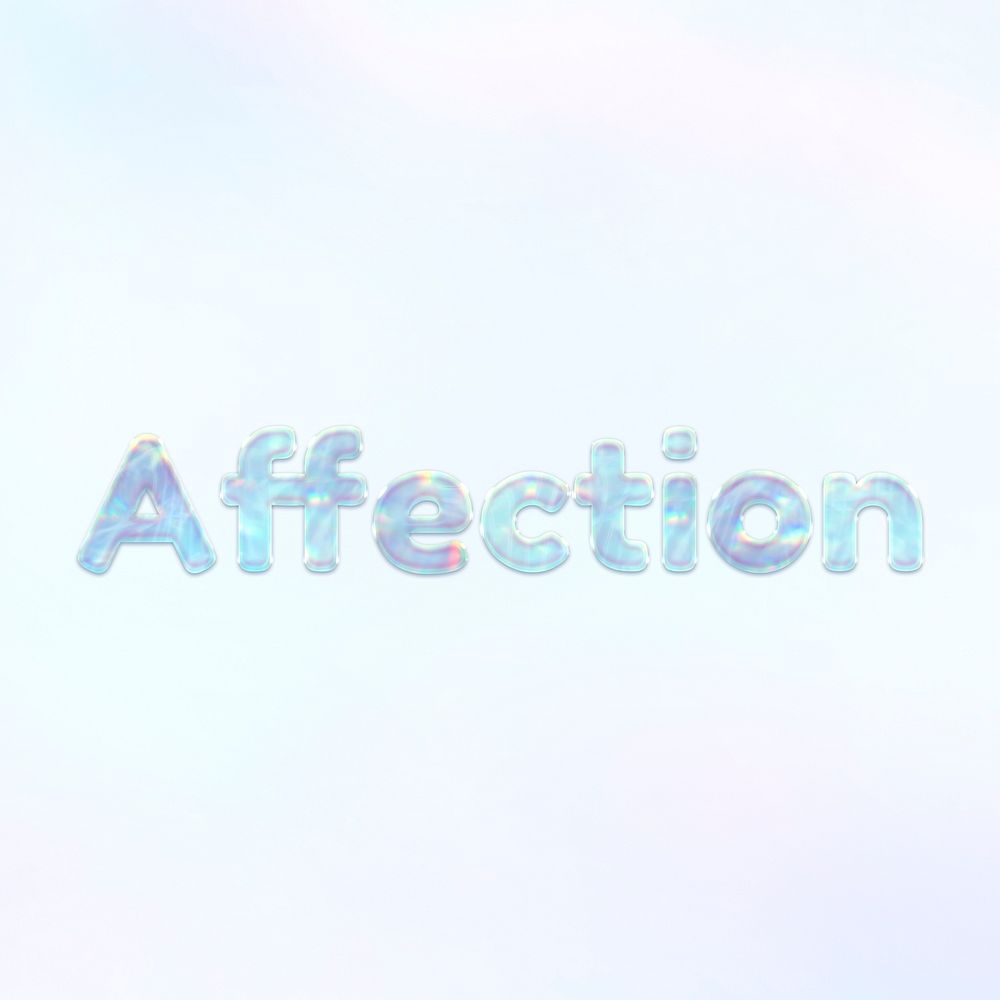 Affection blue holographic word bold font typography