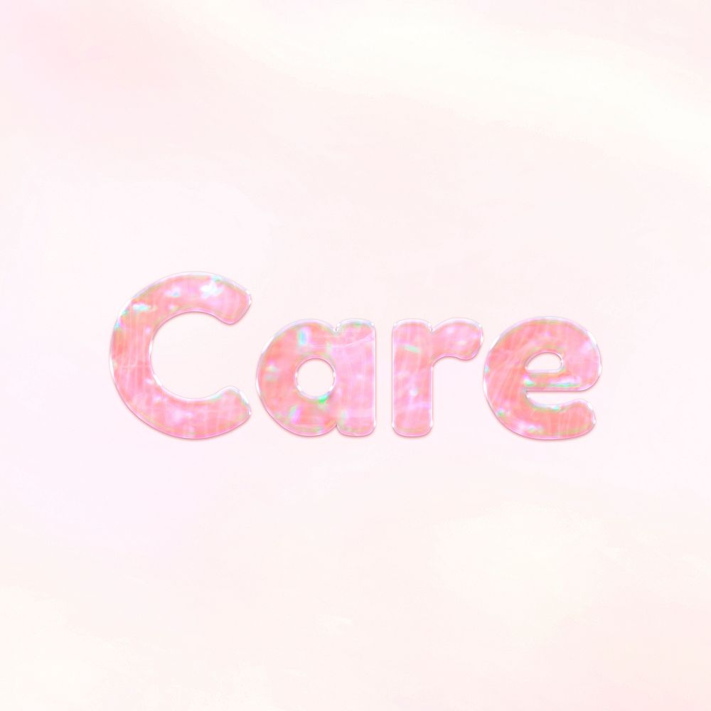 Pastel care lettering word art holographic typography 