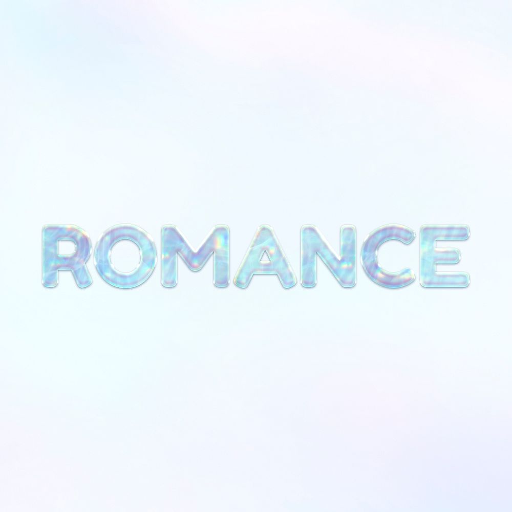 Romance lettering shiny holographic pastel